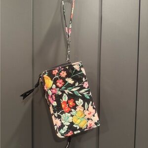 Vera Bradley Black Floral Quilted Wristlet
